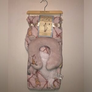 Vintage/Retro A.A. Milne Winnie the Pooh Pink Bow Blanket/Neck Pillow Set NWT